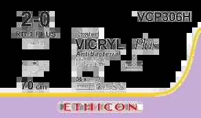 VICRYL PLUS фіолетовий 70см M3 USP2/0 одна голка RB-1 PLUS, тип колюча Taper Point, 17мм, 1/2 кола